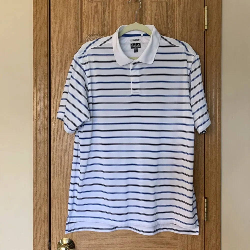 Adidas Climacool Men’s Sz M Striped Polo